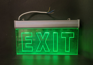 Знак пожарного аварийного выхода, светодиодный знак выхода, аварийный сигнал безопасности Зеленый свет с прозрачной панелью или наклейкой из ПВХ